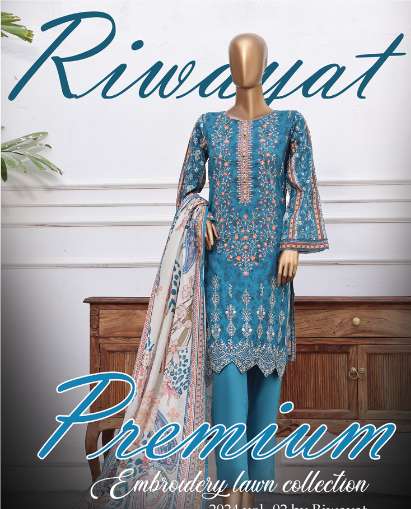 PREMIUM EMBROIDERED LAWN 2024 Open pics of RIWAYAT 